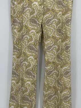 Weekend Max Mara Women’s Yellow Paisley Cropped Trousers Size 10